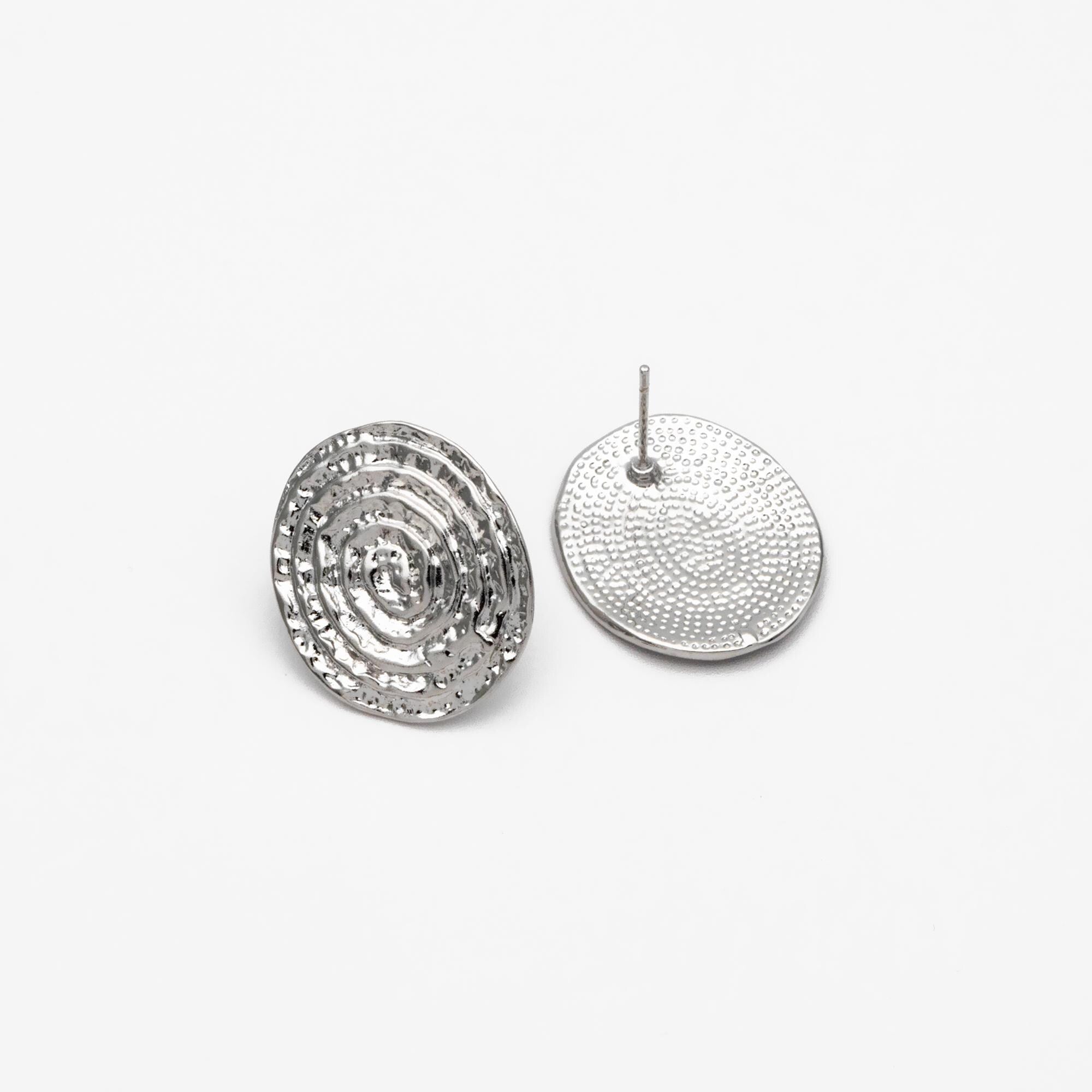 4pcs Gold/ Silver Tone Oval Vortex Earrings, Gold/ Rhodium plated Brass, Geometric Stud Earrings (GB-4563)